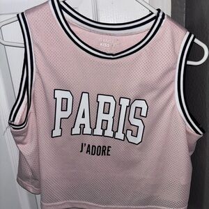 Pink Paris J'adore cropped jersey